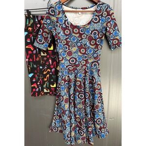 LuLaRoe Dress Skirt LOT OF 2 Small Multicolor Geo Stretch Whimsy Y2K USA New